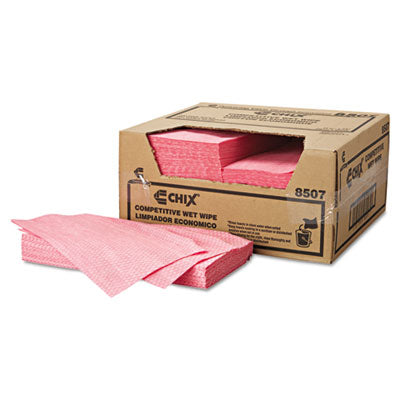 Chix® Wet Wipes, 11.5 x 24, White/Pink, 200/Carton Washable Cleaning Cloths - Office Ready