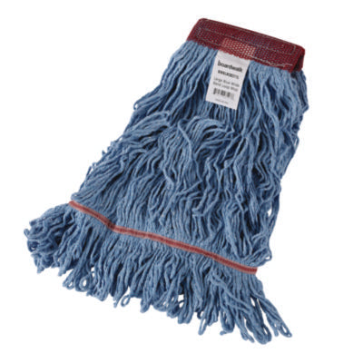 Boardwalk® Blue Cotton Mop Heads, Cotton/Synthetic, Large, Looped End, Wideband, Blue, 12/CT Wet Mop Heads - Office Ready