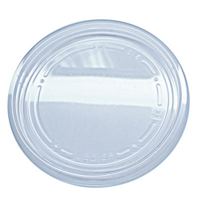 Fabri-Kal® Recycleware® Round Deli Container Lids, Flat Plug Fit, Clear, Plastic, 500/Carton Takeout Food Containers - Office Ready