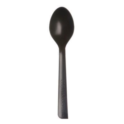 Eco-Products® 100% Recycled Content Cutlery, Spoon, Plastic, Black, 50/Pack, 20 Pack/Carton Disposable Teaspoons - Office Ready