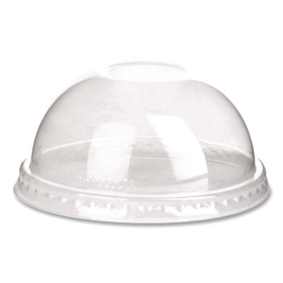 Eco-Products® Cold Drink Cup Lids, With Hole, Fits 9 oz to 24 oz Cold Cups, Plastic, Clear, 100/Pack, 10 Packs/Carton Cold Cup Dome Lids - Office Ready