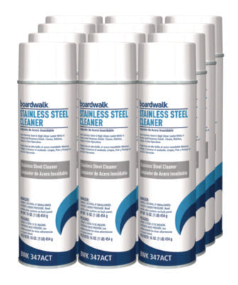 Boardwalk® Stainless Steel Cleaner & Polish, Lemon, 18 oz Aerosol Spray, 12/Carton Metal Cleaners/Polishes - Office Ready