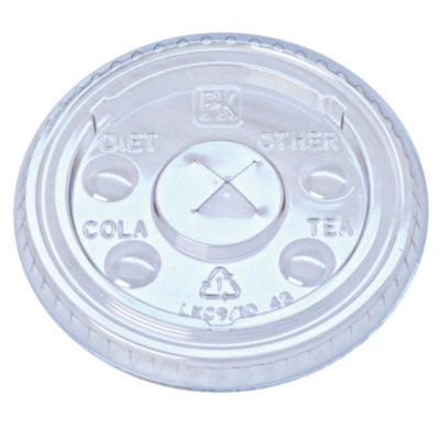 Fabri-Kal® Kal-Clear®/Nexclear® Drink Cup Lids, Flat Lid w/X-Style Straw Slot and Flavor Buttons, Fits 9-10 oz Cold Cups, Clear, 2,500/CT Cold Cup Lids - Office Ready