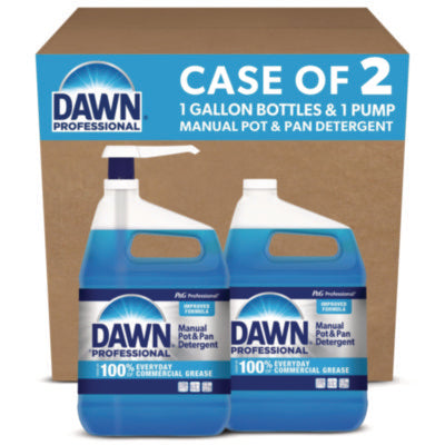 Dawn® Professional Manual Pot & Pan Dish Detergent, Original Scent, (1) Pump and (2) 1 gal Bottles/Carton Manual Dishwashing Detergents - Office Ready