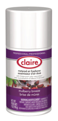 Claire® Metered Air Freshener, Mulberry Scent, 7 oz Aerosol Spray, 12/Carton Aerosol Air Freshener/Odor Eliminator Refills - Office Ready