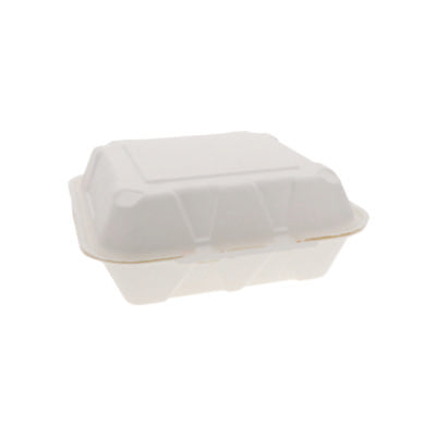 Pactiv Evergreen EarthChoice PFAS Free Compostable Hinged Lid Container, 9 x 9 x 3, White, Sugarcane, 150/Carton Takeout Food Containers - Office Ready