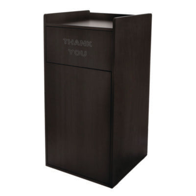 Alpine Industries Commercial Tray Top Waste Enclosure Trash Receptacle, 40 gal, Wood, Black Indoor All-Purpose Waste Bins - Office Ready