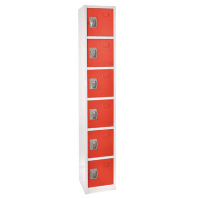 AdirOffice Steel Storage Locker, 6 Compartment, 12 x 12 x 72, Red Box Lockers - Office Ready