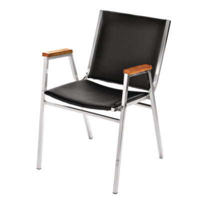 AdirOffice Vinyl Chrome Frame Stackable Office Chair, 16.5 x 22 x 32, Black Seat, Black Back, Chrome Base Guest & Reception Chairs - Office Ready