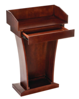 AdirOffice Wood Stand-Up Podium Lectern Speaker Stand with Drawer and Storage Area, 27.55 x 14 x 43.3, Cherry Freestanding Lecterns - Office Ready
