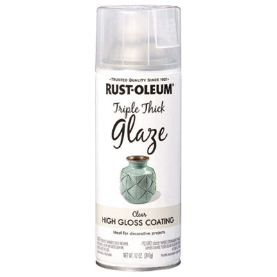 Rust-Oleum® Specialty Triple Thick Glaze Spray Paint, High Gloss Clear, 12 oz Aerosol Can, 6/Carton Specialty Paints & Primers - Office Ready