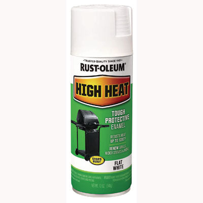 Rust-Oleum® High Heat Enamel Spray Paint, Flat White, 12 oz Aerosol Can, 6/Carton Specialty Paints & Primers - Office Ready