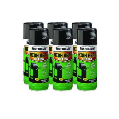 Rust-Oleum® High Heat Enamel Spray Paint, Semi-Gloss Black, 12 oz Aerosol Can, 6/Carton Specialty Paints & Primers - Office Ready