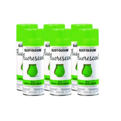 Rust-Oleum® Specialty Fluorescent Spray Paint, Flat Fluorescent Green, 11 oz Aerosol Can, 6/Carton Specialty Paints & Primers - Office Ready