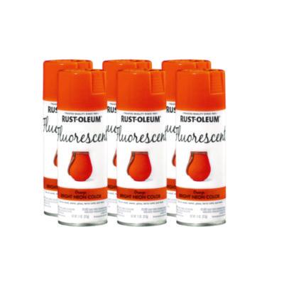 Rust-Oleum® Specialty Fluorescent Spray Paint, Flat Fluorescent Orange, 11 oz Aerosol Can, 6/Carton Specialty Paints & Primers - Office Ready