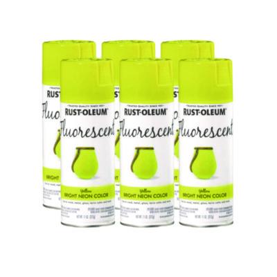 Rust-Oleum® Specialty Fluorescent Spray Paint, Flat Fluorescent Yellow, 11 oz Aerosol Can, 6/Carton Specialty Paints & Primers - Office Ready