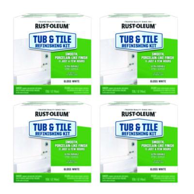 Rust-Oleum® Specialty Tub and Tile Refinishing Kit, Gloss White, Quart, 4 Kits/Carton Specialty Paints & Primers - Office Ready