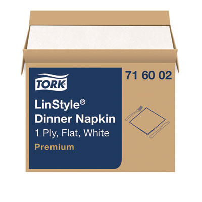 Tork® LinStyle Dinner Napkin, 1-Ply, 15 x 16, White, 1,000/Carton Dinner Napkins - Office Ready