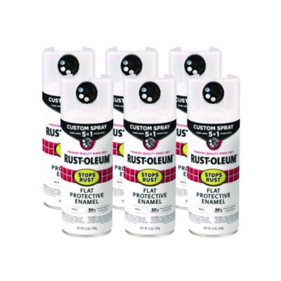Rust-Oleum® Stops Rust 5-in-1 Spray Paint, Flat White, 12 oz Aerosol Can, 6/Carton Specialty Paints & Primers - Office Ready