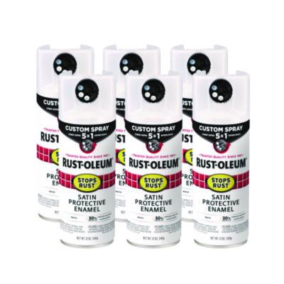 Rust-Oleum® Stops Rust 5-in-1 Spray Paint, Satin White, 12 oz Aerosol Can, 6/Carton Specialty Paints & Primers - Office Ready
