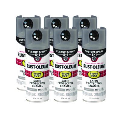 Rust-Oleum® Stops Rust 5-in-1 Spray Paint, Satin Coastal Gray, 12 oz Aerosol Can, 6/Carton Specialty Paints & Primers - Office Ready