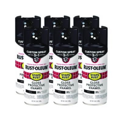 Rust-Oleum® Stops Rust 5-in-1 Spray Paint, Gloss Black, 12 oz Aerosol Can, 6/Carton Specialty Paints & Primers - Office Ready