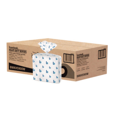 Boardwalk® Hydrospun Wipers, 1-Ply, 12 x 13, White, 50/Bag, 18 Bags/Carton Disposable Dry Wipes - Office Ready