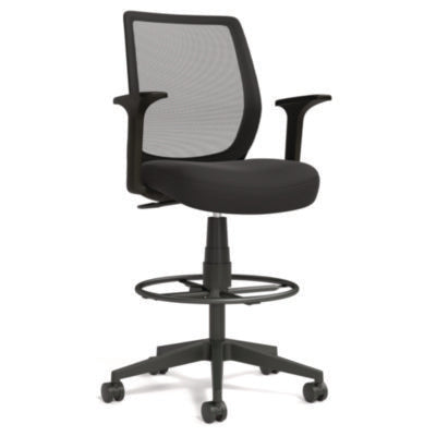 Alera® Wessex Drafting Stool, Mesh Back, Supports Up to 275 lb, 27.95 to 33.66 Seat Height, Black Seat, Black Back, Black Base Drafting & Task Stools - Office Ready
