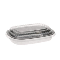 Pactiv Evergreen Classic Carry-Out® Container with PET Dome Lid, 22 oz, 8.2 x 6.2 x 1.3, Silver/Clear, Aluminum, 100/Carton Takeout Food Containers - Office Ready