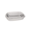 Pactiv Evergreen Classic Carry-Out® Container with PET Dome Lid, 46 oz, 9.8 x 7.8 x 1.3, Silver/Clear, Aluminum, 50/Carton Takeout Food Containers - Office Ready