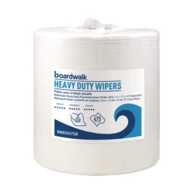 Boardwalk® Hydrospun Wipers, Heavy Duty, 12 x 12, White, 475/Roll Disposable Dry Wipes - Office Ready