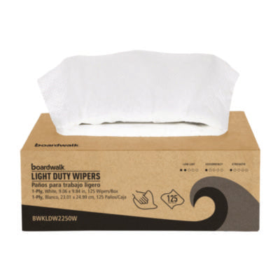 Boardwalk® One-Ply Paper Wipers, 9.84 x 9.06, White, 125 Wipers/Box, 18 Boxes/Carton Disposable Dry Wipes - Office Ready