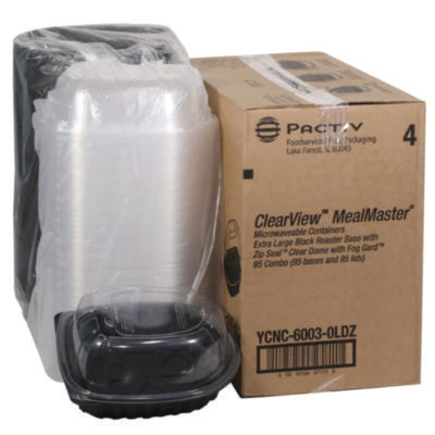 Pactiv Evergreen ClearView™ MealMaster® Chicken Roaster, 10.75 x 8.5 x 4.25, Black/Clear, Plastic, 95/Carton Butcher Food Containers - Office Ready