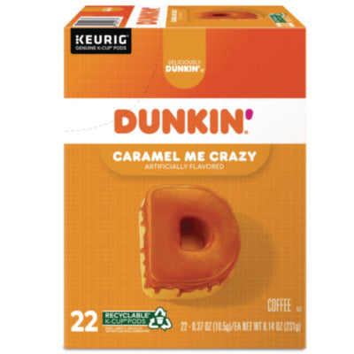 Dunkin'® K-Cup® Pods, Caramel Me Crazy, 22/Box Coffee K-Cups - Office Ready