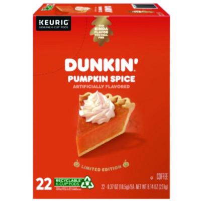 Dunkin'® K-Cup® Pods, Pumpkin Spice, 22/Box Coffee K-Cups - Office Ready