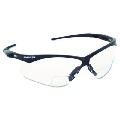 KleenGuard™ Nemesis* Readers Safety Glasses, Black Frame, Smoke Lens, +2.0 Diopter Strength Wraparound Magnifier Safety Glasses - Office Ready