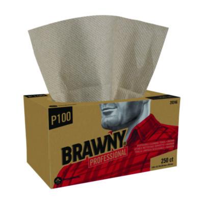 Brawny® Professional All Purpose Wipers, 1-Ply, 9 x 10.25, Brown, 250 Wipers/Box, 24 Boxes/Carton Disposable Dry Wipes - Office Ready