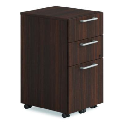 Alera® Seville Series Mobile Pedestal, Left/Right, 3-Drawer: Box/Box/File, Legal, Mahogany, 15