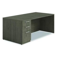 Alera® Seville Series Single Pedestal Desk, Left Pedestal, 72" x 36" x 29", Walnut