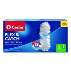 O-Cedar® Flex & Catch Duster Heavy-Duty Refills, Polyester, White, 5/Pack