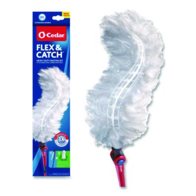 O-Cedar® Flex & Catch Heavy-Duty Dusting Kit, 1 Duster Wand and 3 Refills, 6/Carton Extension System Dusters - Office Ready