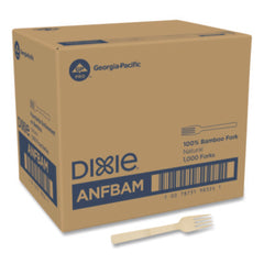Dixie® Bamboo Cutlery, Mediumweight Fork, Paper, Light Golden, 100/Pack, 10 Packs/Carton