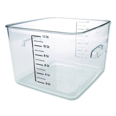 Rubbermaid® Commercial Square Storage Container, 12 qt, 10.5 x 11.31 x 7.75, Clear, Plastic Storage Food Containers - Office Ready