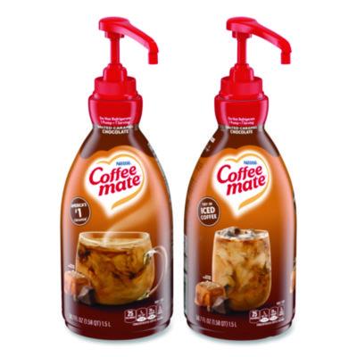 Coffee mate® Liquid Creamer Pump Bottle, Salted Caramel Chocolate, 1.5 L Pump Bottle, 2/Carton Coffee Creamers - Office Ready