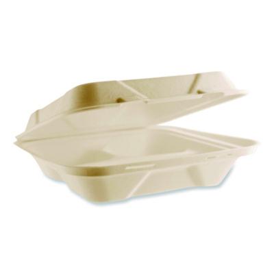 Vegware™ Nourish Molded Fiber Takeout Containers, Compostable, 3 Compartments, 5 x 9 x 2, White, Sugarcane, 200/Carton Takeout Food Containers - Office Ready