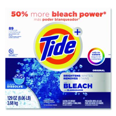 Tide® Plus Bleach Powder Laundry Detergent, HE Compatible, 80 Loads, Tide Original Scent, Powder, 129 oz Box Laundry Detergents - Office Ready