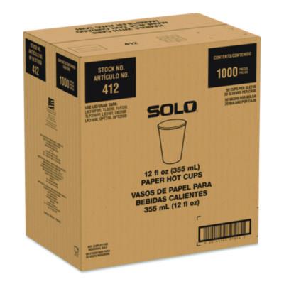 SOLO® Recycled Content PCF Paper Hot Cups, ProPlanet Seal, 12 oz, White/Blue, 1,000/Carton Hot Drink Cups - Office Ready