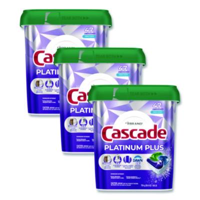 Cascade® Platinum Plus ActionPacs Dishwasher Detergent Pods, Fresh Scent, 26.6 oz Tub, 47/Tub, 3 Tubs/Carton Automatic Dishwasher Detergents - Office Ready