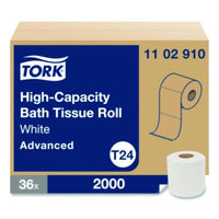 Tork® Advanced High Capacity Bath Tissue, Septic Safe, 1-Ply, White, 2,000 Sheets, 36 Rolls/Carton High Capacity Roll Bath Tissues - Office Ready