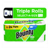 Bounty® Select-a-Size Kitchen Roll Paper Towels, 2-Ply, White, 6 x 11, 123 Sheets/Roll, 8 Triple Rolls/Carton Perforated Paper Towel Rolls - Office Ready